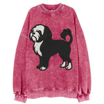 Löwchen - Black and white lion trim embr - Vintage Sweatshirt