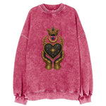 Crowned heart with Art Deco sunburst crown and geometric filigree hands - Vintage Sweatshirt