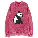 Panda - Black and white sitting pose flat side profile - Vintage Sweatshirt