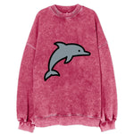 Bottlenose Dolphin - Gray jumping pose flat side profile - Vintage Sweatshirt
