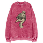 Toledo Great Blue Heron wearing Toledo beanie with pom pom and wayfarer - Vintage Sweatshirt