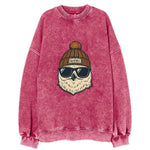 Quebec City Snowy Owl wearing Quebec beanie with pom pom and wayfarer - Vintage Sweatshirt