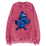 Indianapolis Colt Horse wearing Colts blue and white beanie with pom pom and - Vintage Sweatshirt