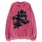 Chicago Wolf wearing Bears beanie with Lake Michigan patch and wayfarer - Vintage Sweatshirt