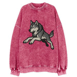 Wolf Leaping Action  - Vintage Sweatshirt