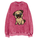 Pug - Tilted head with tongue out - Vintage Sweatshirt