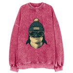 Washington Orca wearing Seattle beanie with pom pom and wayfarer sunglasses - Vintage Sweatshirt