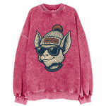 San Antonio Bat wearing San Antonio beanie with pom pom and wayfarer sunglasses - Vintage Sweatshirt