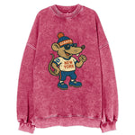 New York Rat wearing Giants beanie with subway patch and wayfarer sunglasses - Vintage Sweatshirt