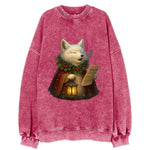 Snowbound Arctic Fox Caroler  - Vintage Sweatshirt