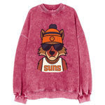 Arizona Coyote wearing Suns beanie with desert sun patch and wayfarer - Vintage Sweatshirt
