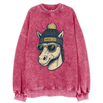 Missouri Mule wearing Kansas City beanie with pom pom and wayfarer sunglasses - Vintage Sweatshirt