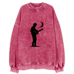 Guitarist playing acoustic under moonlight - Vintage Sweatshirt