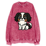 Japanese Chin - Black and white sitting pose - Vintage Sweatshirt