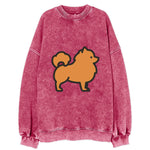 Pomeranian - Orange fluffy flat side profile - Vintage Sweatshirt