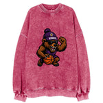 California Grizzly wearing Kings beanie with royal scepter patch and wayfarer - Vintage Sweatshirt