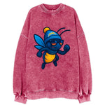 LA Lightning Bug wearing Chargers powder blue and gold beanie with pom pom and - Vintage Sweatshirt