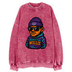 Manhattan Willie wearing Kansas State beanie with powercat patch - Vintage Sweatshirt