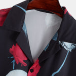 Skull Rose Print Revere Collar Shirt