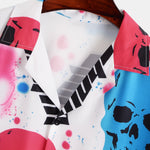 Skull Smiley Graffiti Print Revere Collar Shirt