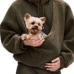 Solid Color Pet Pouch Oversized Plush Hoodie