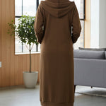 Solid Color Zip-up Oversized Long Hoodie