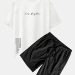 Los Angeles Print Drop Shoulder Oversize T-Shirt & Corduroy Drawstring Shorts