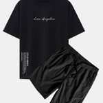 Los Angeles Print Drop Shoulder Oversize T-Shirt & Corduroy Drawstring Shorts