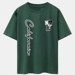 New York California Palm Tree Print Drop Shoulder Oversize T-Shirt