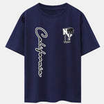 New York California Palm Tree Print Drop Shoulder Oversize T-Shirt