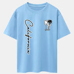 New York California Palm Tree Print Drop Shoulder Oversize T-Shirt