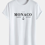 Monaco Slogan Print Cotton Arc Hem T-Shirt