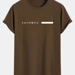 California Slogan Print Cotton Arc Hem T-Shirt