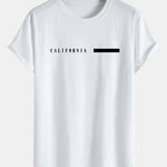 California Slogan Print Cotton Arc Hem T-Shirt