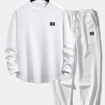 Long Sleeve Waffle Arc Hem T-Shirt & Jogger Pants