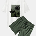 Palm Tree Print Oversize T-Shirt & Swim Shorts