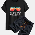 Regular Fit Sunglasses Palm Tree Print Cotton T-Shirt & Swim Shorts