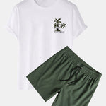 Hawaii Island Palm Tree Print T-Shirt & Swim Shorts