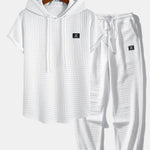 Waffle Hooded Arc Hem T-Shirt & Jogger Pants