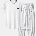 Short Sleeve Waffle Arc Hem T-Shirt & Jogger Pants