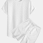 Checkerboard Jacquard  Arc Hem T-Shirt & Checkerboard Jacquard Shorts