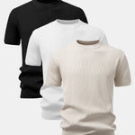 3 Pieces Ribbed Crew Neck Knit T-Shirt