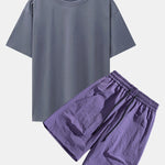 Los Angeles Illustration Bear Print Drop Shoulder Oversize T-Shirt & Patch Pocket Drawstring Shorts