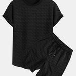 Checkerboard Jacquard  Arc Hem T-Shirt & Checkerboard Jacquard Shorts