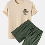 Hawaii Island Palm Tree Print T-Shirt & Swim Shorts