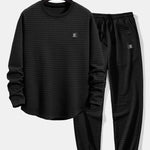 Long Sleeve Waffle Arc Hem T-Shirt & Jogger Pants