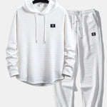 Long Sleeve Waffle Hooded Arc Hem T-Shirt & Jogger Pants