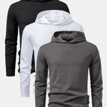 3 Pieces Long Sleeved Cotton Hooded T-Shirt
