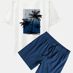 Palm Tree Print Oversize T-Shirt & Swim Shorts