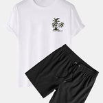 Hawaii Island Palm Tree Print T-Shirt & Swim Shorts